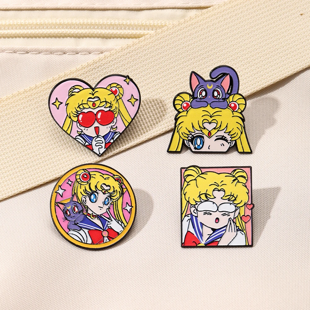 4개 세트, 세일러 문 하트 모양 에나멜 뱃지, 만화  - Embroidery Reddit 리뷰 및 가격