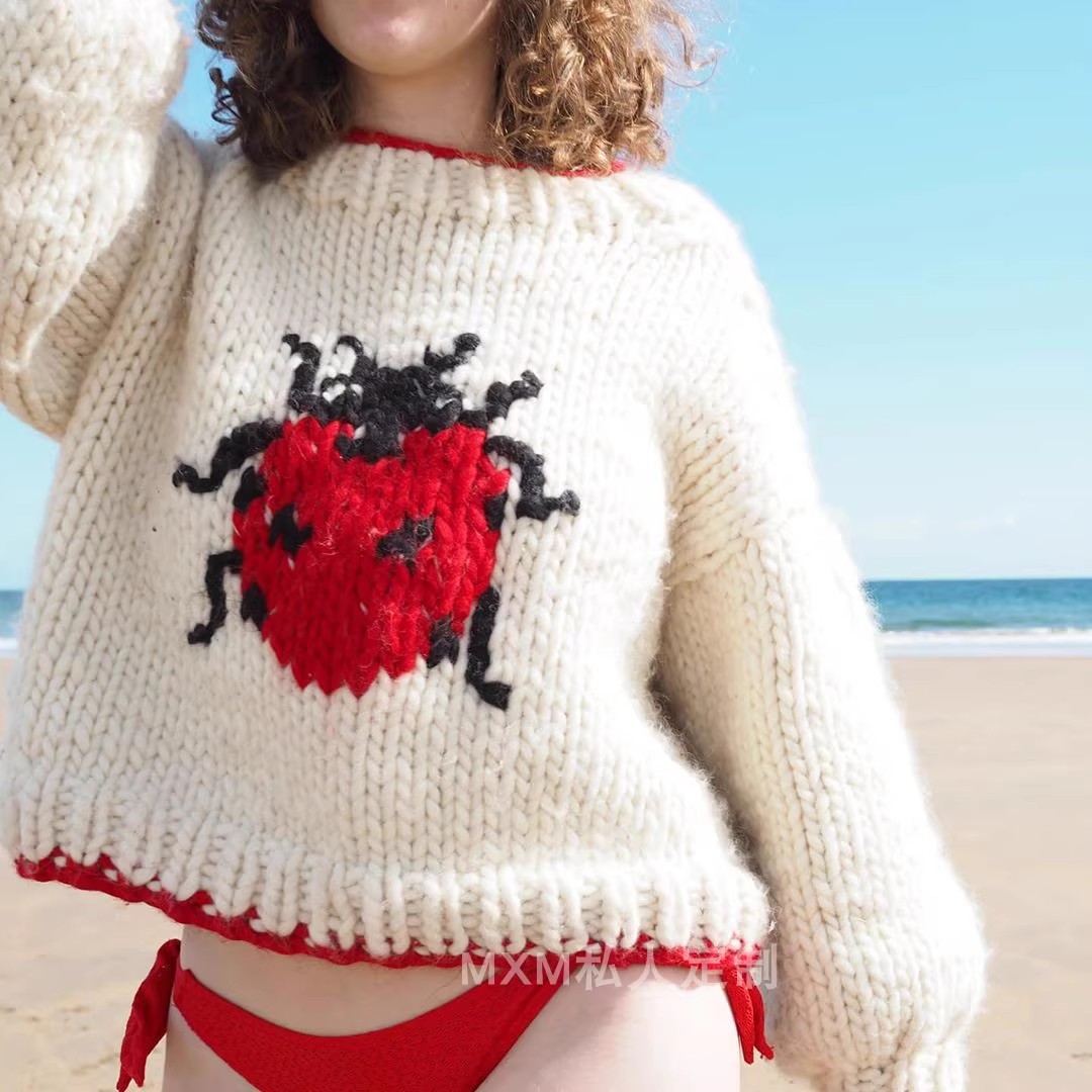 별무늬 무당벌레 패턴의 순수 양모 소재, 손뜨개 방식으 - Embroidery Lady Bug 리뷰 및 가격